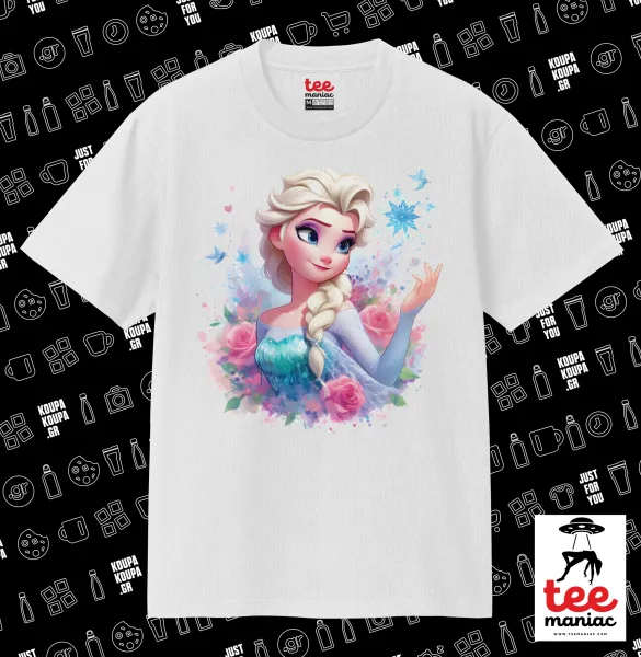 Elsa Princess — ΛΕΥΚΟ Κλασικό T-Shirt, διπλής ραφής, χωρίς πλευρικές ραφές από 100% βαμβάκι. Vegan & OEKO-TEX πιστοποιημένο.