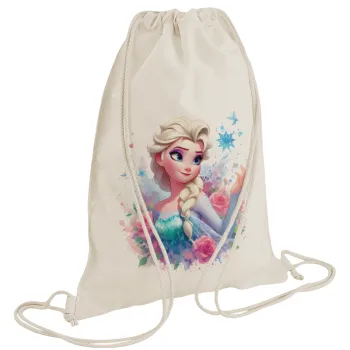 Elsa Princess, Τσάντα πλάτης πουγκί GYMBAG natural (28x40cm)
