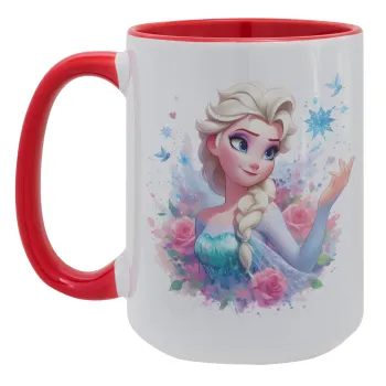 Elsa Princess, Κούπα Mega 15oz, κεραμική Κόκκινη, 450ml