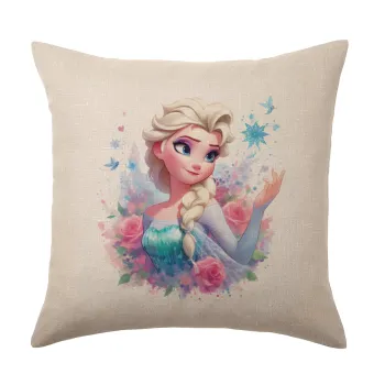 Elsa Princess, Μαξιλάρι καναπέ ΛΙΝΟ 40x40cm περιέχεται το  γέμισμα