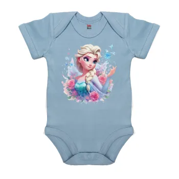 Elsa Princess, Βρεφικό φορμάκι μωρού, 0-18 μηνών, Μπλε, 100% Organic Cotton, κοντομάνικο