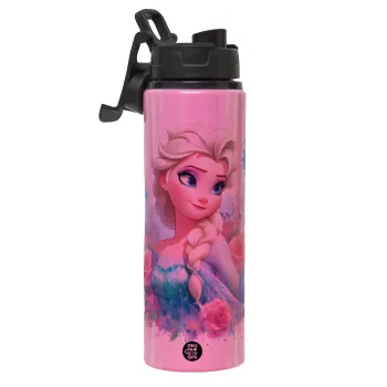 Elsa Princess, Metallic water bottle with safety lid, 850ml aluminum