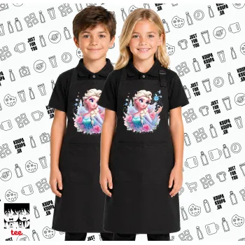 Elsa Princess, Μαύρη ΠΑΙΔΙΚΗ Ποδιά μακριά Σεφ ολόσωμη με τσέπες