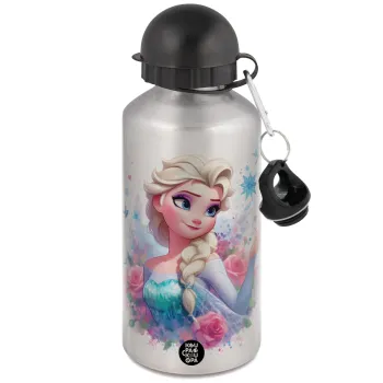 Elsa Princess, Μεταλλικό παγούρι νερού, Ασημένιο, αλουμινίου 500ml