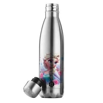 Elsa Princess, Μεταλλικό παγούρι θερμός Inox (Stainless steel), διπλού τοιχώματος, 500ml