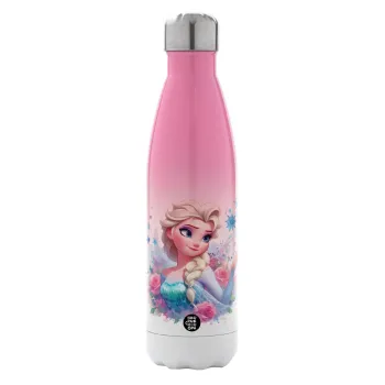 Elsa Princess, Metal mug thermos Pink/White (Stainless steel), double wall, 500ml