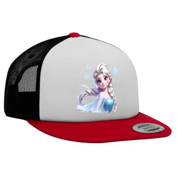 Elsa Princess, Καπέλο Ενηλίκων Foam Flat Snapback με Δίχτυ Κόκκινο-Λευκό-Μαύρο (POLYESTER, ΕΝΗΛΙΚΩΝ, UNISEX, ONE SIZE)