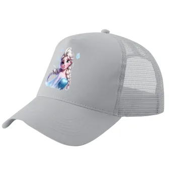 Elsa Princess, Trucker Hat with Mesh, GREY, (COTTON, KIDS, UNISEX, ONE SIZE)