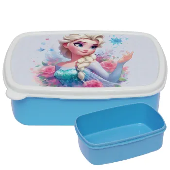 Elsa Princess, ΜΠΛΕ παιδικό δοχείο φαγητού (lunchbox) πλαστικό (BPA-FREE) Lunch Βox M18 x Π13 x Υ6cm