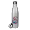 Μεταλλικό παγούρι θερμός Glitter Aσημένιο (Stainless steel), διπλού τοιχώματος, 500ml