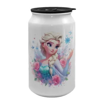 Elsa Princess, Κούπα ταξιδιού μεταλλική με καπάκι (tin-can) 500ml