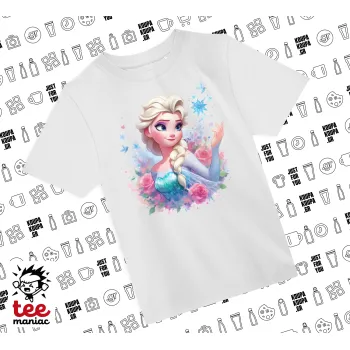 Elsa Princess, Άνετο παιδικό T-Shirt ΛΕΥΚΟ από 100% βαμβάκι, για κάθε μέρα. Vegan & OEKO-TEX πιστοποιημένο.
