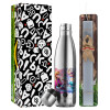 Easter Set, metallic stainless thermos flask (500ml) & scented flat Easter candle (30cm) (GRAY)