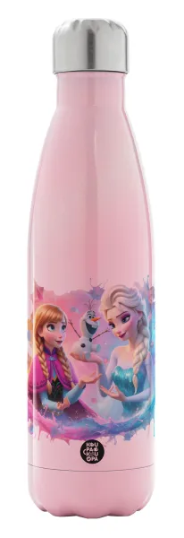 Elsa & Anna Princess — Metal mug thermos Pink Iridiscent (Stainless steel), double wall, 500ml