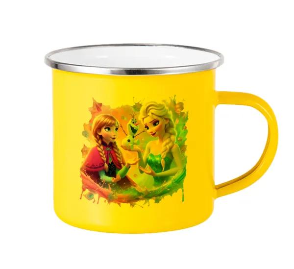 Elsa & Anna Princess — Yellow Enamel Metallic Cup 360ml