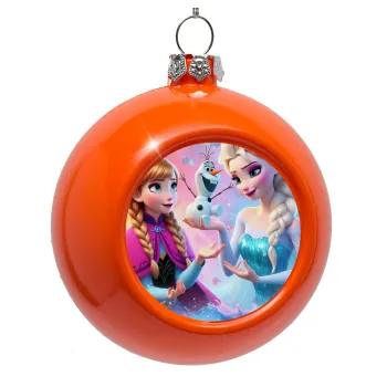 Elsa & Anna Princess, Orange Christmas tree ornament bauble 8cm