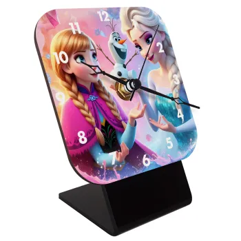 Έλσα & Άννα, Επιτραπέζιο ρολόι ξύλινο με δείκτες (10cm)