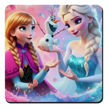 Έλσα & Άννα, Τετράγωνο μαγνητάκι ξύλινο 9x9cm