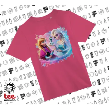 Έλσα & Άννα, ΡΟΖ παιδικό T-Shirt από 100% βαμβάκι, για κάθε μέρα. Vegan & OEKO-TEX πιστοποιημένο.