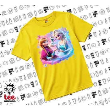 Elsa & Anna Princess, yellow childrens T-Shirt made of 100% cotton, for every day. Vegan & OEKO-TEX certified.