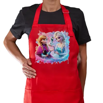 Έλσα & Άννα, Ποδιά Μακριά Σεφ ολόσωμη με τσέπες Κόκκινη (ΕΝΗΛΙΚΩΝ)