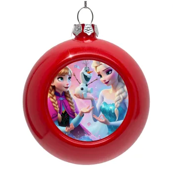 Έλσα & Άννα, Στολίδι Χριστουγεννιάτικη μπάλα δένδρου Κόκκινη 8cm
