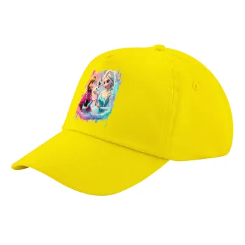 Elsa & Anna Princess, Child's Baseball Cap, 100% Cotton Twill, Yellow (COTTON, CHILD, UNISEX, ONE SIZE)