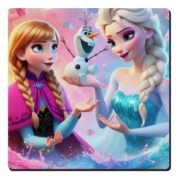 Έλσα & Άννα, Τετράγωνο μαγνητάκι ξύλινο 6x6cm