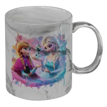 Έλσα & Άννα, Κούπα κεραμική, marble style (μάρμαρο), 330ml