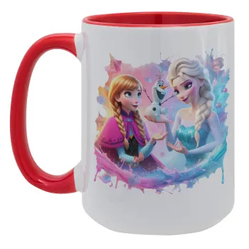 Έλσα & Άννα, Κούπα Mega 15oz, κεραμική Κόκκινη, 450ml