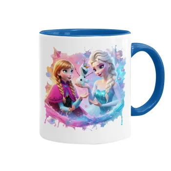 Elsa & Anna Princess, Mug colored blue, ceramic, 330ml