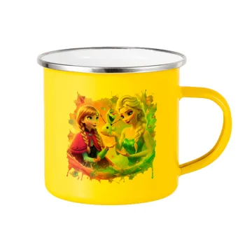 Elsa & Anna Princess, Yellow Enamel Metallic Cup 360ml