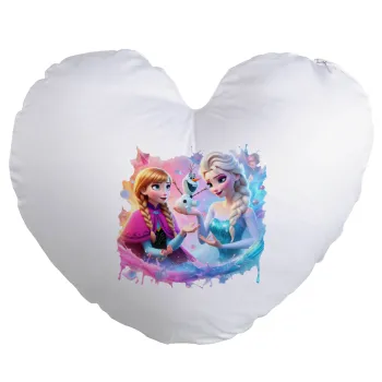 Elsa & Anna Princess, Μαξιλάρι καναπέ καρδιά 40x40cm περιέχεται το  γέμισμα