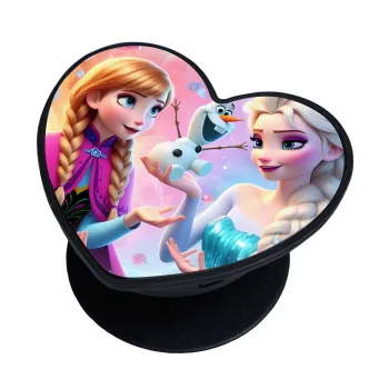 Elsa & Anna Princess, Phone Holders Stand  καρδιά Μαύρο Βάση Στήριξης Κινητού στο Χέρι