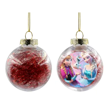 Elsa & Anna Princess, Transparent Christmas tree ball ornament with red filling 8cm