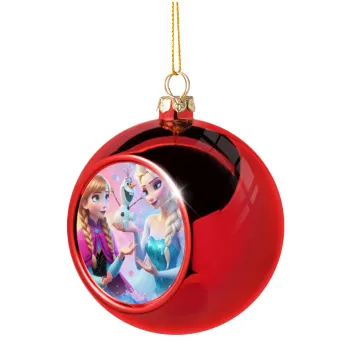 Elsa & Anna Princess, Christmas tree ball Red 8cm