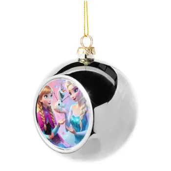 Elsa & Anna Princess, Silver 8cm Christmas tree ball ornament