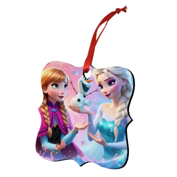 Elsa & Anna Princess, Christmas ornament polygon wooden 7.5cm