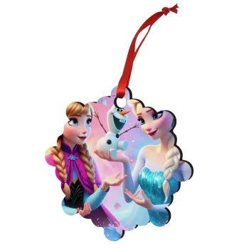 Elsa & Anna Princess, Christmas ornament snowflake wooden 7.5cm
