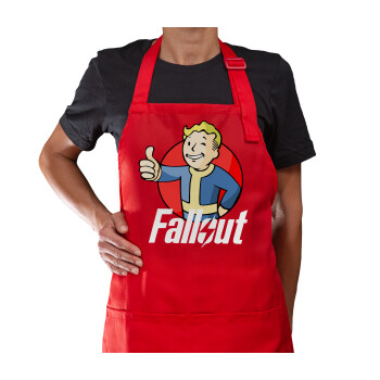 Fallout Vault Boy, Ποδιά Μακριά Σεφ ολόσωμη με τσέπες Κόκκινη (ΕΝΗΛΙΚΩΝ)