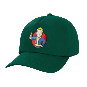 Fallout Vault Boy, Twill Καπέλο παιδικό Bottle Green (100% ΒΑΜΒΑΚΕΡΟ, ΠΑΙΔΙΚΟ, UNISEX)