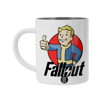 Fallout Vault Boy, BIG Mug Stainless steel double wall (450ml, White)