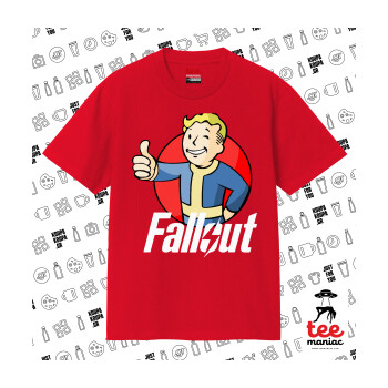 Fallout Vault Boy, Κλασικό T-Shirt, διπλής ραφής, χωρίς πλευρικές ραφές ΚΟΚΚΙΝΟ από 100% βαμβάκι. Vegan & OEKO-TEX πιστοποιημένο.