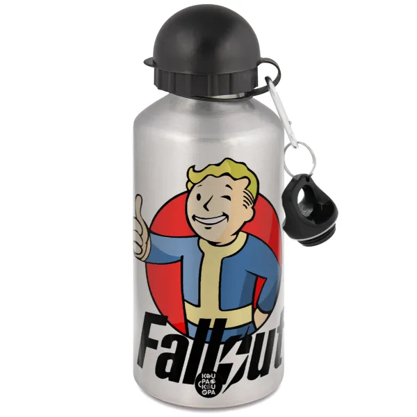 Fallout Vault Boy — Metallic water jug, Silver, aluminum 500ml