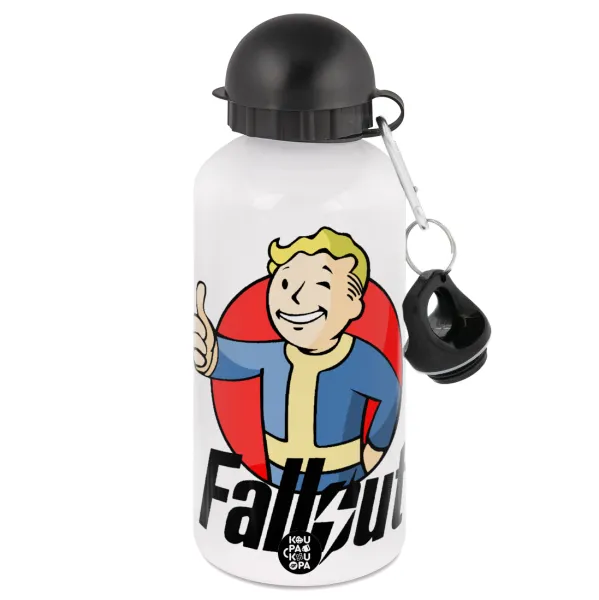 Fallout Vault Boy — Metal water bottle, White, aluminum 500ml