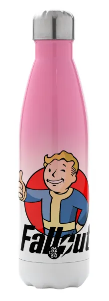 Fallout Vault Boy — Metal mug thermos Pink/White (Stainless steel), double wall, 500ml