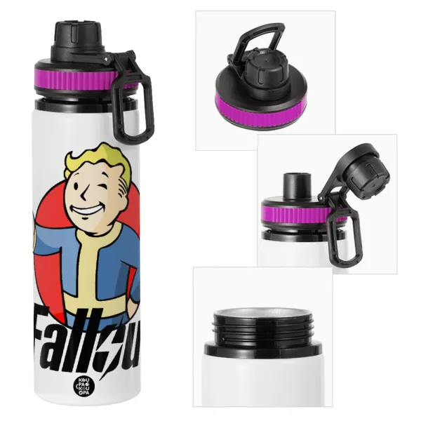 Fallout Vault Boy — Metallic water bottle with safety lid, 850ml aluminum