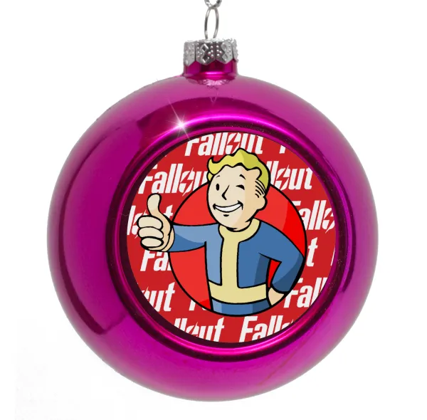 Fallout Vault Boy — Purple Christmas tree ornament bauble 8cm