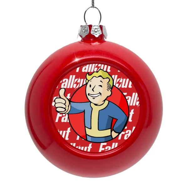 Fallout Vault Boy — Red Christmas tree ornament bauble 8cm