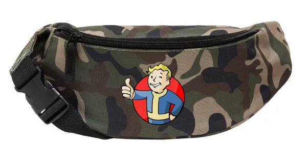 Fallout Vault Boy — Unisex waist bag (banana) in Jungle camouflage color with 2 pockets